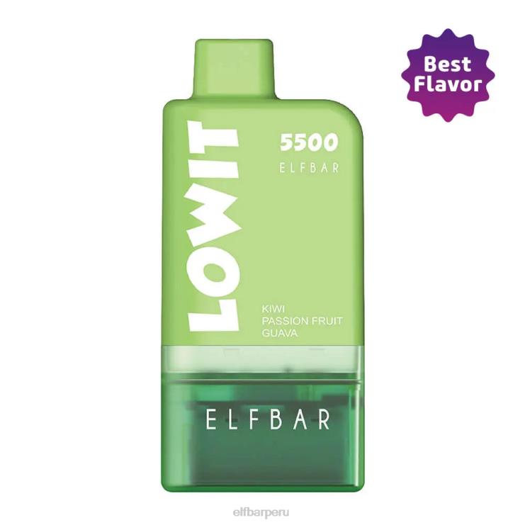 6DJVV136 ELFBAR kit de vainas precargadas lowit 5500 2%nic kiwi maracuyá guayaba kiwi maracuyá vaina de guayaba+batería verde