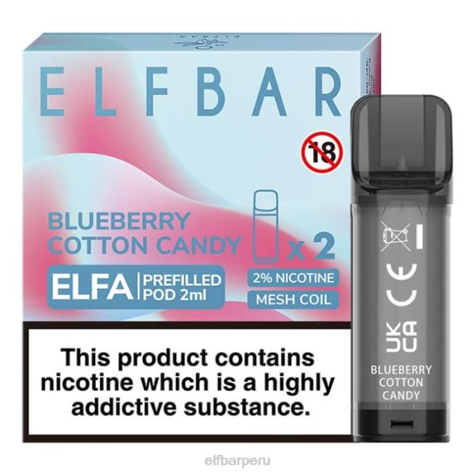 cápsula precargada elfbar elfa - 2 ml - 20 mg (paquete de 2) 06XD124 algodón de azúcar de arándanos