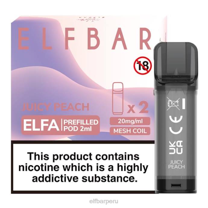 cápsula precargada elfbar elfa - 2 ml - 20 mg (paquete de 2) 06XD125 Durazno jugoso