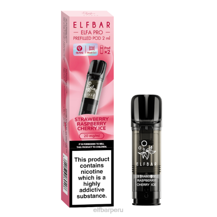 elfbar elfa pro cápsulas precargadas - 20 mg - paquete de 2 06XD92 fresa frambuesa cereza hielo