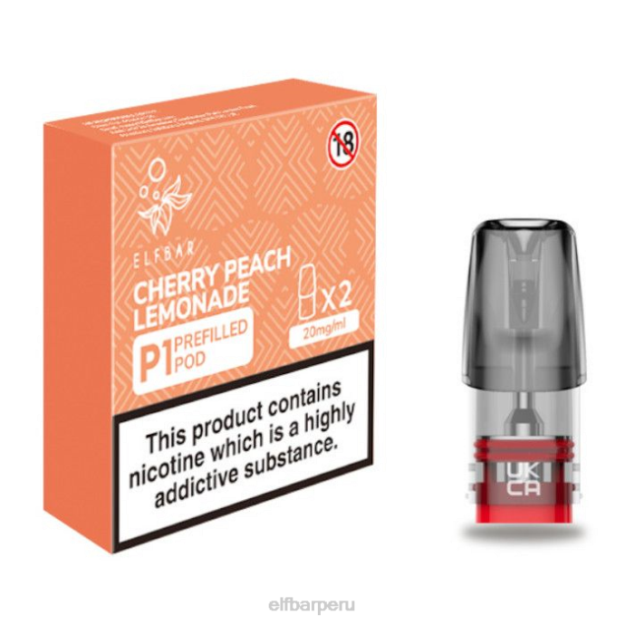 elfbar mate 500 p1 vainas precargadas - 20 mg (paquete de 2) limonada de melocotón cereza 06XD164