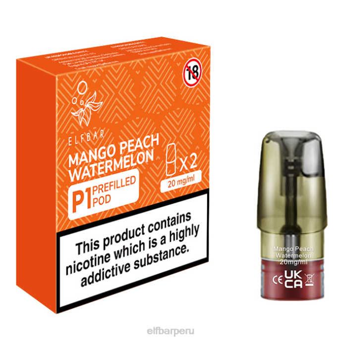 elfbar mate 500 p1 vainas precargadas - 20 mg (paquete de 2) sandía mango melocotón 06XD158