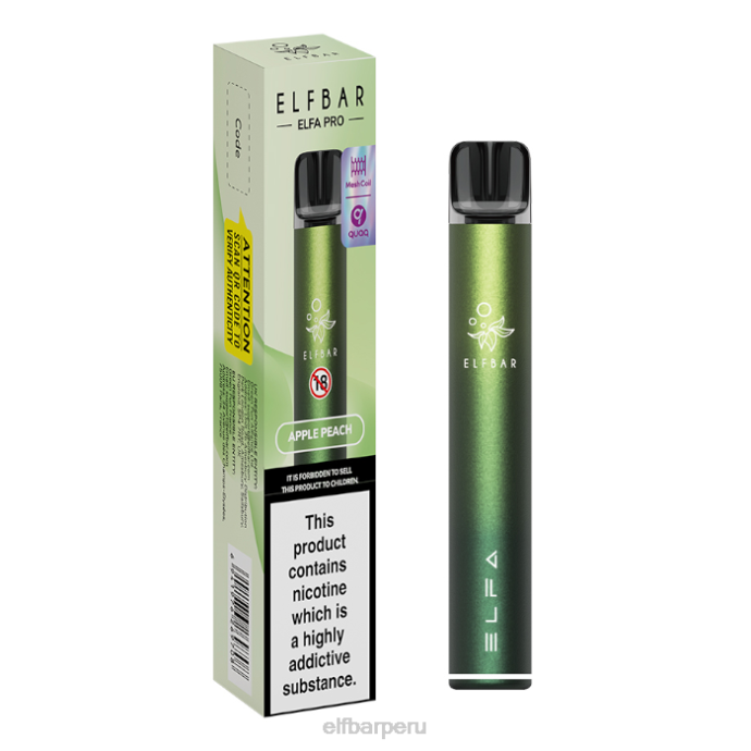 kit elfbar elfa pro pod - recargable 06XD73 aurora green + vaina precargada de melocotón y manzana