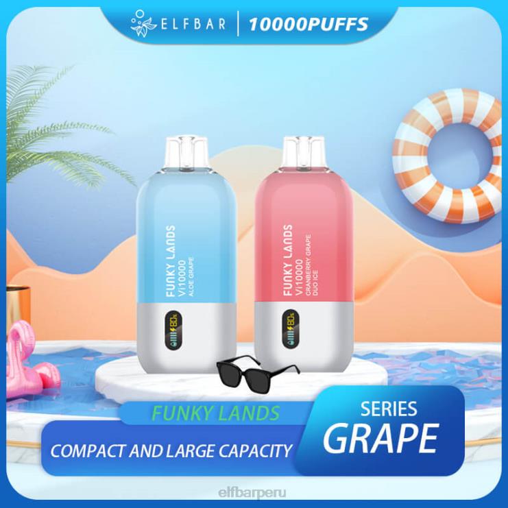 6DJVV150 ELFBAR funky lands mejor sabor vape desechable vi10000 serie uva hielo dúo de uva y arándano