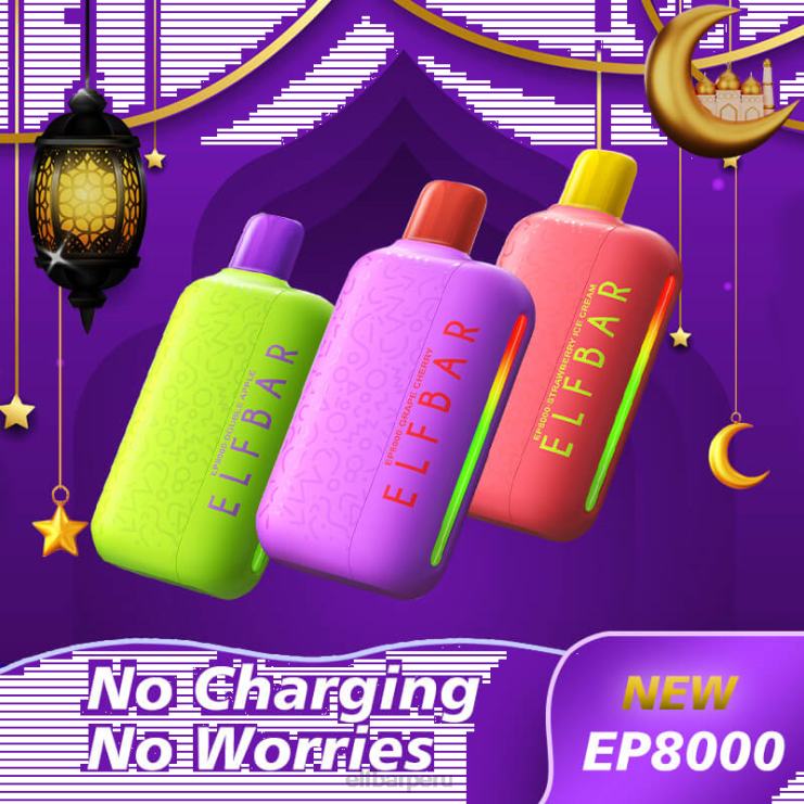 6DJVV57 ELFBAR vape desechable nuevos soplos ep8000 cereza de uva