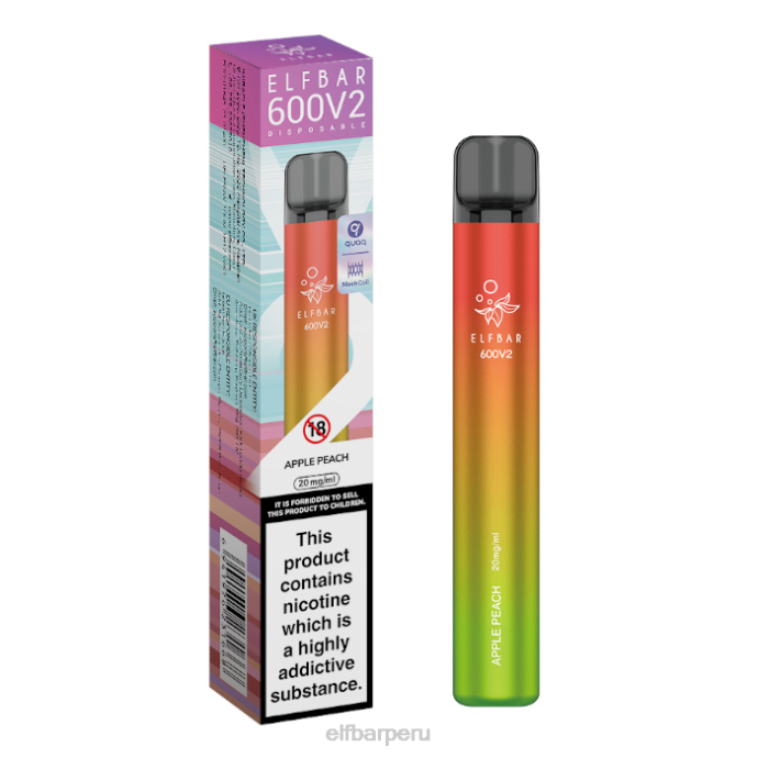Vaporizador desechable elfbar 600v2 - 20 mg 06XD11 durazno manzana