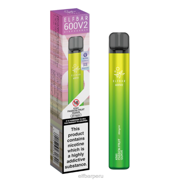 Vaporizador desechable elfbar 600v2 - 20 mg 06XD12 kiwi maracuyá guayaba