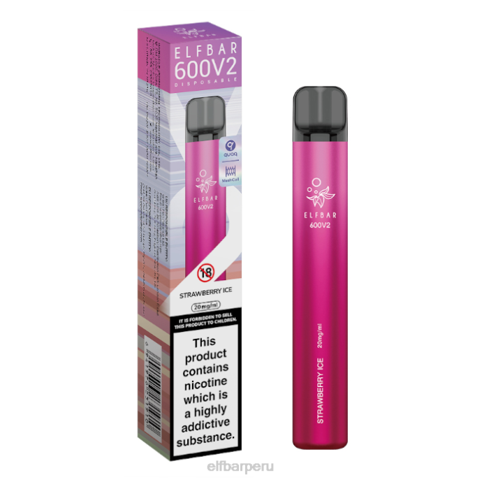 Vaporizador desechable elfbar 600v2 - 20 mg 06XD14 hielo de fresa