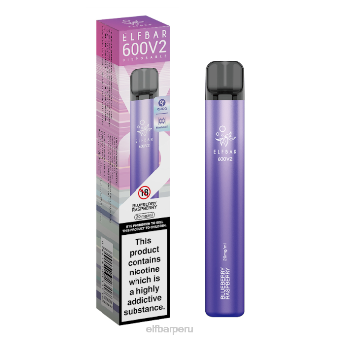 Vaporizador desechable elfbar 600v2 - 20 mg 06XD16 frambuesa arándano