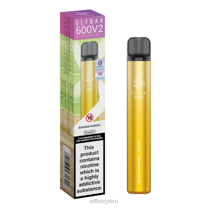 Vaporizador desechable elfbar 600v2 - 20 mg 06XD22 plátano mango