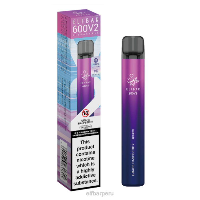 Vaporizador desechable elfbar 600v2 - 20 mg 06XD24 frambuesa uva