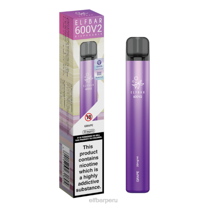 Vaporizador desechable elfbar 600v2 - 20 mg 06XD2 uva