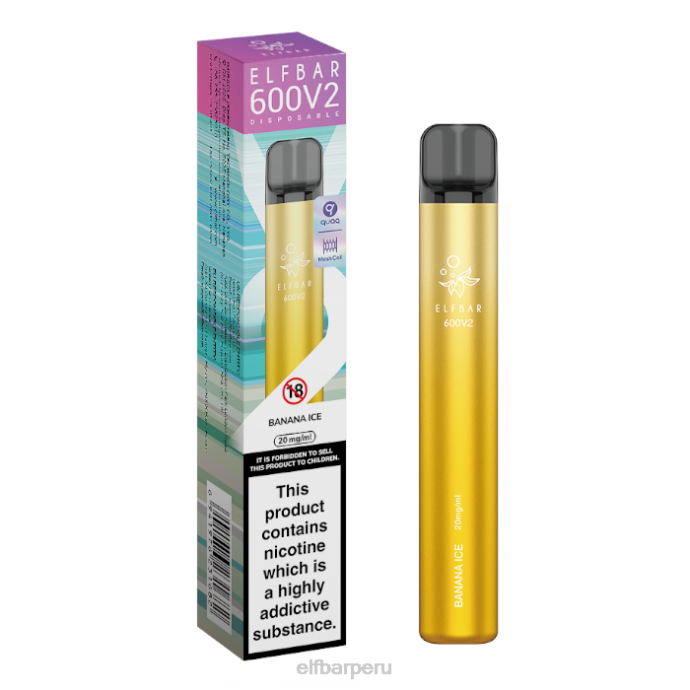 Vaporizador desechable elfbar 600v2 - 20 mg 06XD9 hielo de plátano